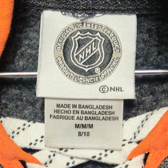 NHL Anaheim Ducks Hoodie Mens Medium Grey Orange Lace Up Pullover Sweatshirt - Picture 3 of 6